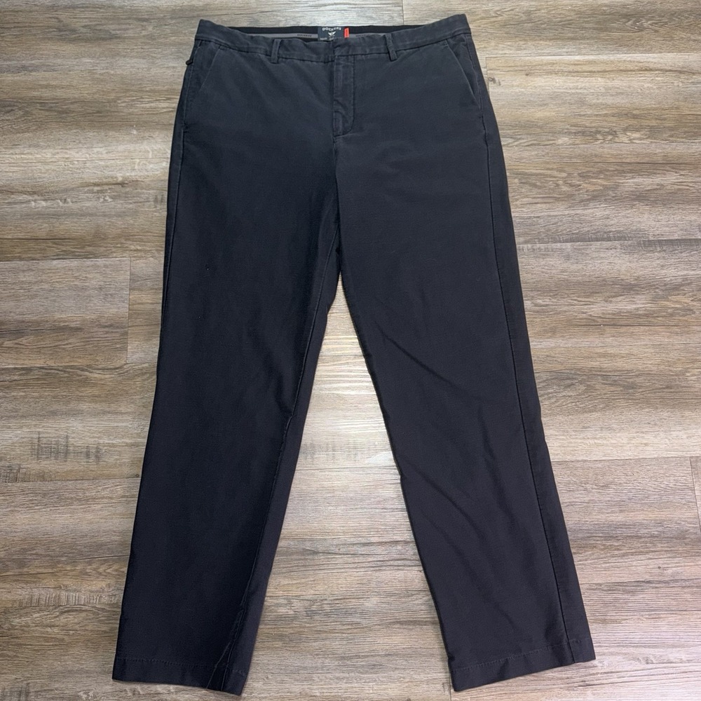 Dockers Dark Gray Flat-Front Chino Pants Mens W36 x L32 Straight-Leg Zip Pocket